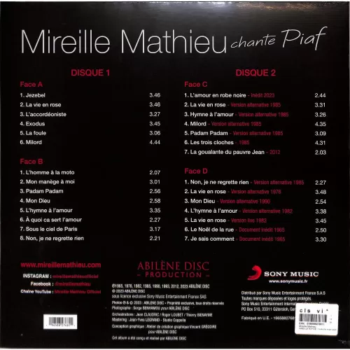 Mireille Mathieu – Mireille Mathieu Chante Piaf [2LP]